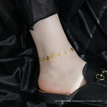 Stainless Steel Chain 18k Gold Plated Anklets For Women Ins Design Simple Fresh Sweet Flowers Daisy Anklet